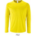 Herren-Sport-T-Shirt SPORTS mit langen Ärmeln – Neongelb XXL