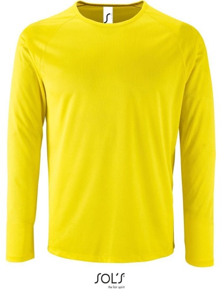 Herren-Sport-T-Shirt SPORTS mit langen Ärmeln - Neongelb M
