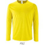 Herren-Sport-T-Shirt SPORTS mit langen Ärmeln – Neongelb XL