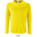 Herren-Sport-T-Shirt SPORTS mit langen Ärmeln – Neongelb 3XL