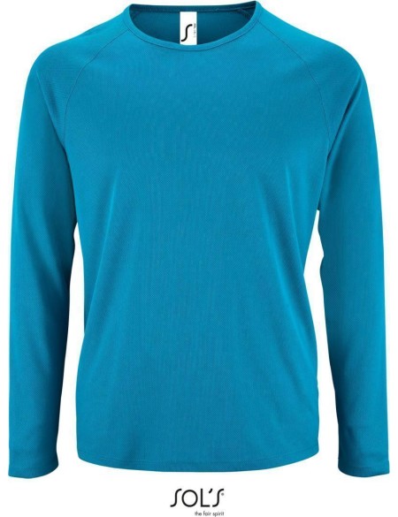Herren-Sport-T-Shirt SPORTS mit langen Ärmeln - Aqua 3XL