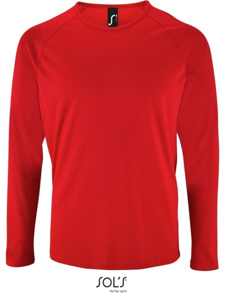 Herren-Sport-T-Shirt SPORTS mit langen Ärmeln - Rot M