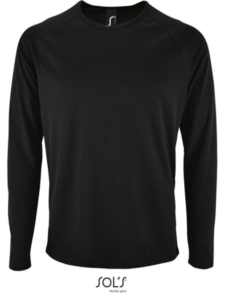 Herren-Sport-T-Shirt SPORTS mit langen Ärmeln - Schwarz M