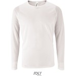 Herren-Sport-T-Shirt SPORTS mit langen Ärmeln – Weiß XL