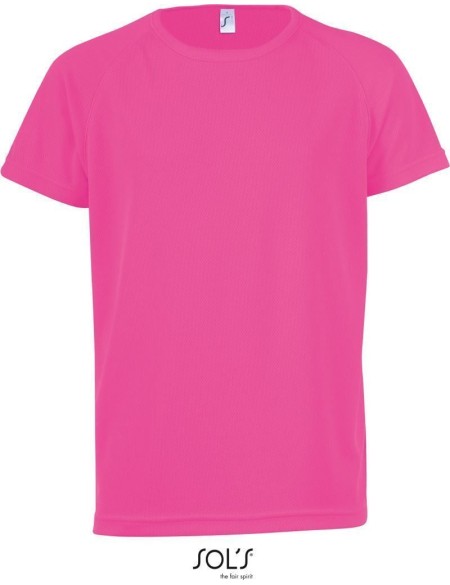 Sport-T-Shirt für Kinder – SPORTS – Neonrosa 12 Jahre