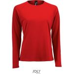 Damen-Sport-T-Shirt SPORTS mit langen Ärmeln - Rot XS