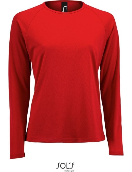 Damen-Sport-T-Shirt SPORTS mit langen Ärmeln - Rot L
