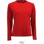 Damen-Sport-T-Shirt SPORTS mit langen Ärmeln – Rot XL