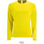 Damen-Sport-T-Shirt SPORTS mit langen Ärmeln – Neongelb XS
