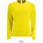 Damen-Sport-T-Shirt SPORTS mit langen Ärmeln - Neongelb S
