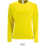 Damen-Sport-T-Shirt SPORTS mit langen Ärmeln - Neongelb XXL