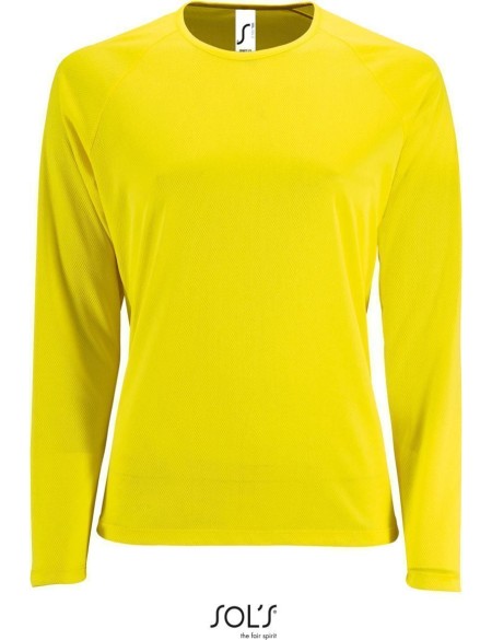 Damen-Sport-T-Shirt SPORTS mit langen Ärmeln - Neongelb XXL