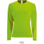 Damen-Sport-T-Shirt SPORTS mit langen Ärmeln – Neongrün XS
