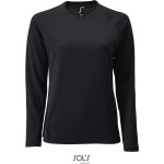 Damen-Sport-T-Shirt SPORTS mit langen Ärmeln - Schwarz XS