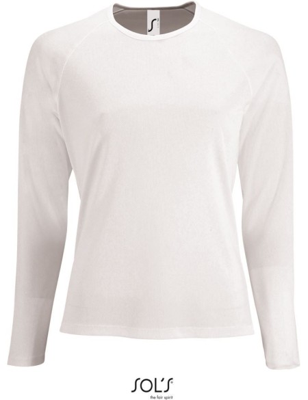 Damen-Sport-T-Shirt SPORTS mit langen Ärmeln - Weiß XS