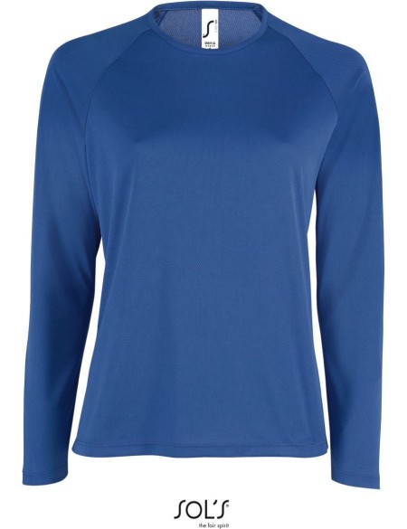 Damen-Sport-T-Shirt SPORTS mit langen Ärmeln – Königsblau XS