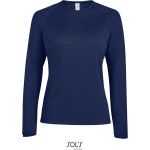 Damen-Sport-T-Shirt SPORTY mit langen Ärmeln - Französisches Marineblau XS