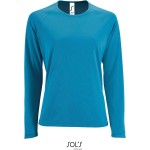 Damen-Sport-T-Shirt SPORTS mit langen Ärmeln - Aqua L