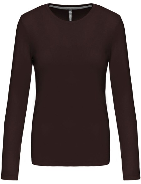 Damen-T-Shirt – Kariban K383 mit langen Ärmeln – Schokolade XL