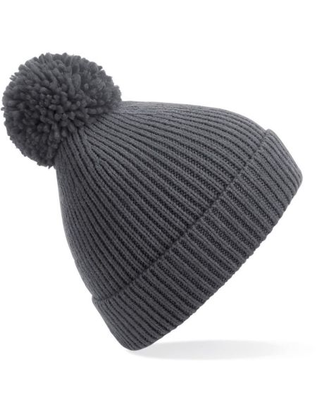 Mütze mit Pompon B382 – Graphitgrau