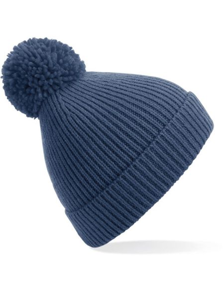 Mütze mit Pompon B382 – Stahlblau
