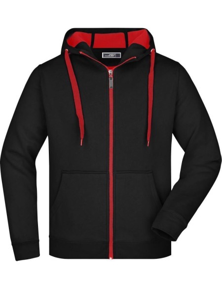 Herren-Sweatshirt Doubleface JN355 - Schwarz/Rot M