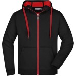 Herren-Sweatshirt Doubleface JN355 – Schwarz/Rot 3XL