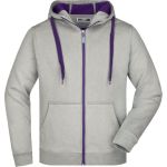 Herren-Sweatshirt Doubleface JN355 – Grau meliert/lila XXL