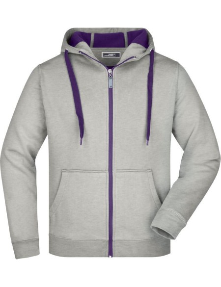 Herren-Sweatshirt Doubleface JN355 – Grau meliert/lila XXL