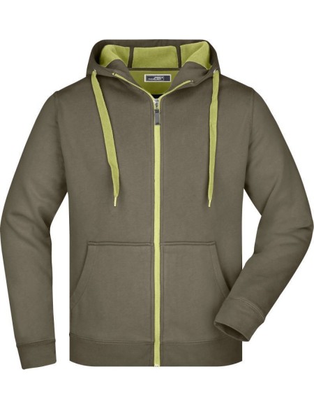 Herren-Sweatshirt Doubleface JN355 – Oliv/Limettengrün XL