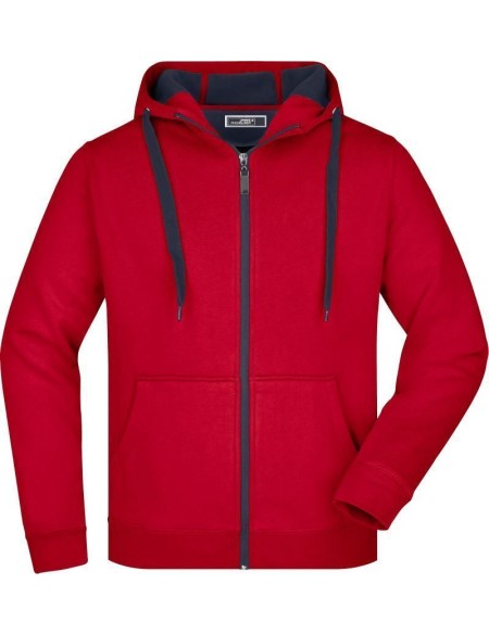 Herren-Sweatshirt Doubleface JN355 - Rot/Carbon L