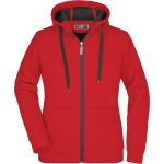Doubleface Damen Kapuzenpullover - Rot/Carbon S