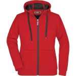 Doubleface Damen Kapuzenpullover – Rot/Carbon XL