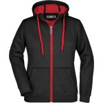 Doubleface Damen Kapuzenpullover – Schwarz/Rot XL
