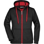 Doubleface Damen Kapuzenpullover - Schwarz/Rot M