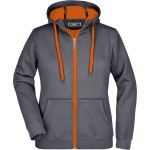 Doubleface Damen Kapuzenpullover - Carbon/Orange S