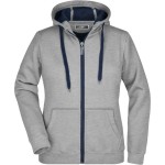 Doubleface Damen Kapuzenpullover – Sportgrau/Navy L