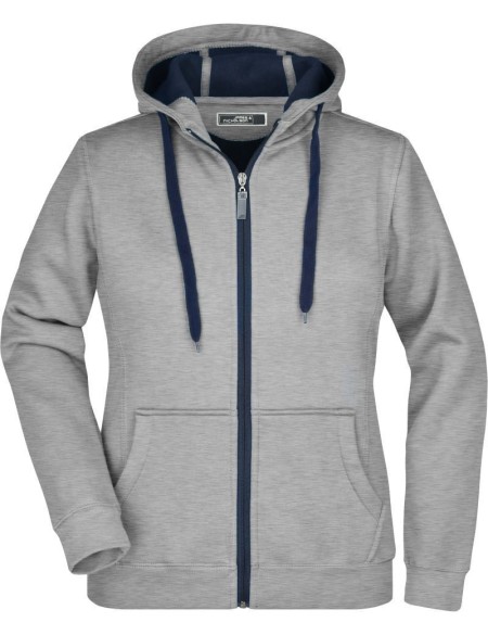 Doubleface-Kapuzensweatshirt für Damen – Sportgrau/Marineblau XXL