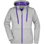 Doubleface Damen-Hoodie – Grau meliert/lila XL