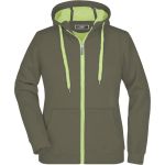 Doubleface Damen Kapuzenpullover – Oliv/Limettengrün L