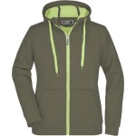 Damen Kapuzenpullover Doubleface - Oliv/Limettengrün XXL