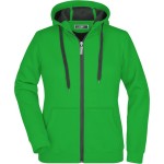 Doubleface Damen Kapuzenpullover - Farngrün/Graphit S