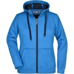 Doubleface-Hoodie für Damen – Azurblau/Marineblau XL