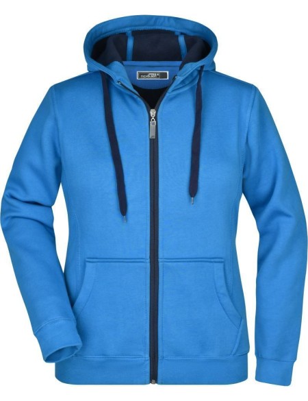 Doubleface-Hoodie für Damen – Azurblau/Marineblau XL