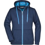 Doubleface Damen Kapuzenpullover – Marine/Aqua S