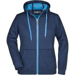 Doubleface Damen-Hoodie – Marineblau/Aqua XL