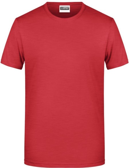 Herren-T-Shirt aus Bio-Baumwolle James+Nicholson 8008 – Karminrot meliert S