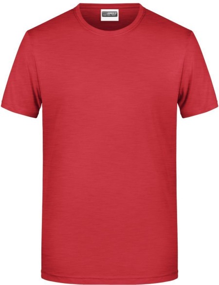 Herren-T-Shirt aus Bio-Baumwolle James+Nicholson 8008 – Karminrot meliert M