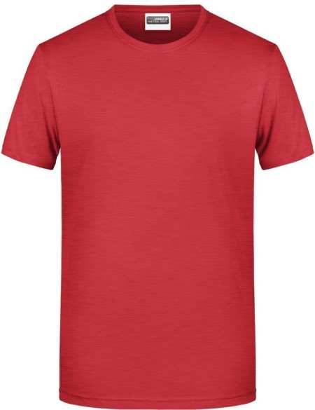 James+Nicholson 8008 Herren-T-Shirt aus Bio-Baumwolle – Karminrot meliert XXL