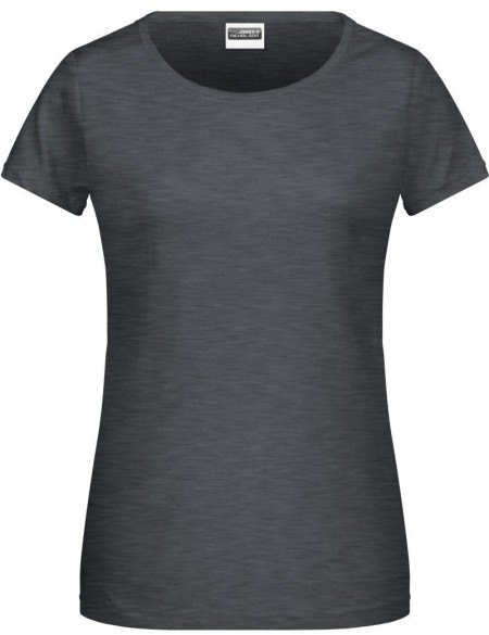 James+Nicholson 8007 Damen-T-Shirt aus Bio-Baumwolle – Schwarz meliert XL